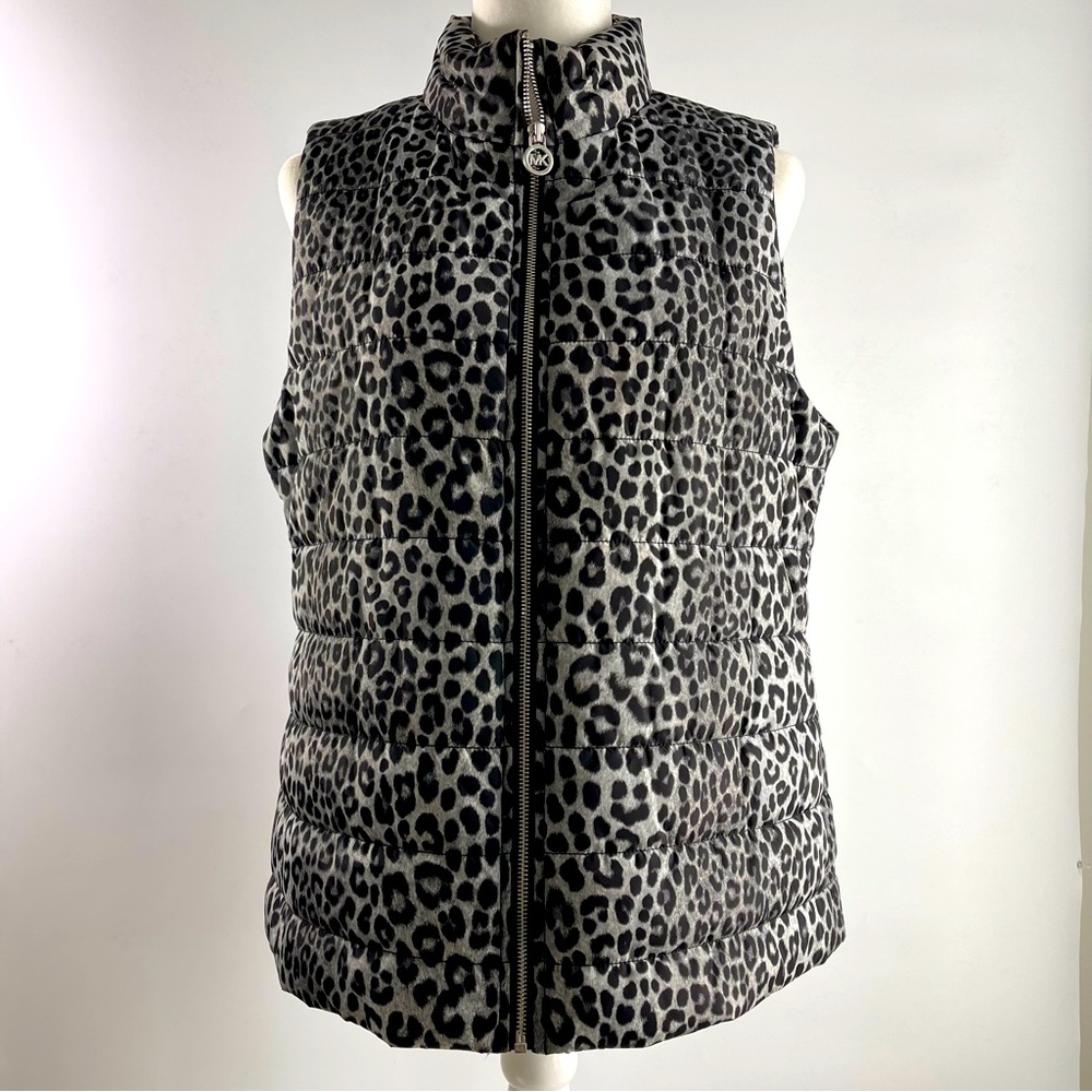 Michael Kors Leopard Print Puffer Vest Size L